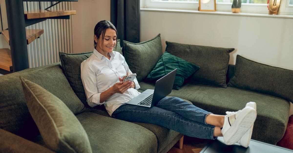 Woman working from home