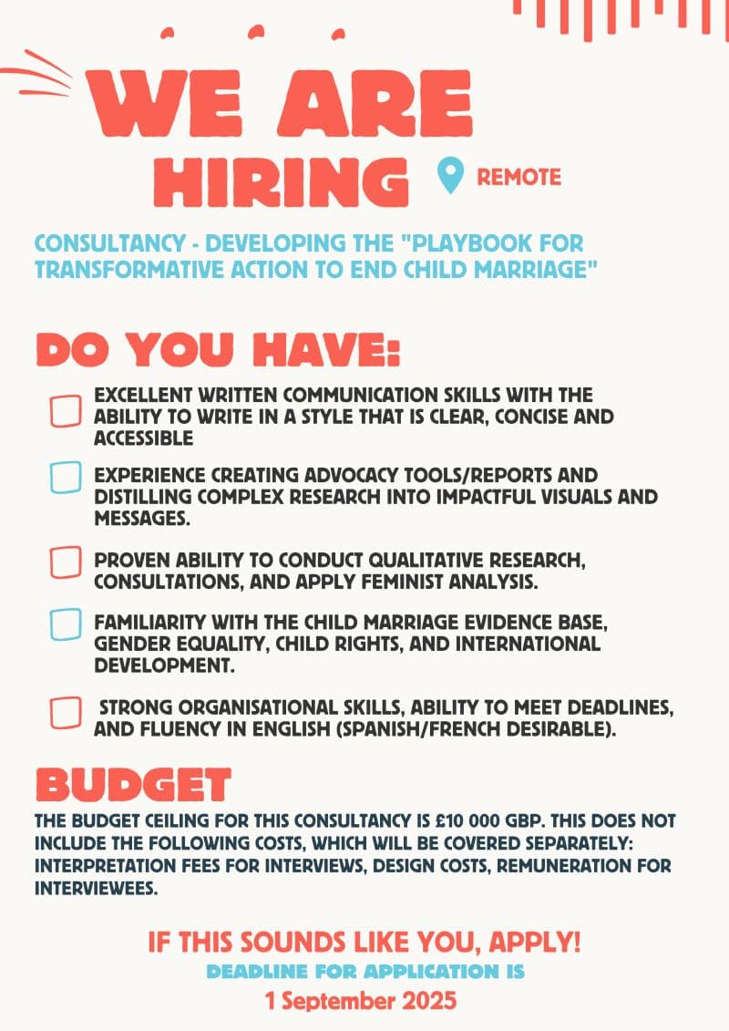 Unlock £10,000 GBP as a Remote Consultant to End Child Marriage with Girls Not Brides