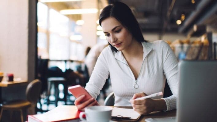 Remote work in coffee shop