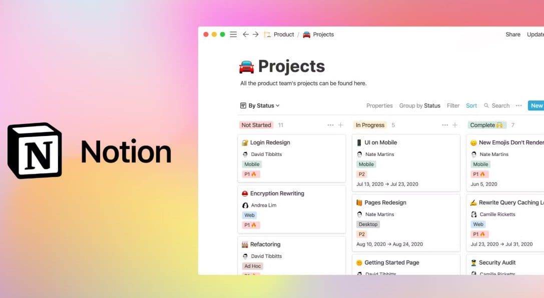 Notion’s dashboard